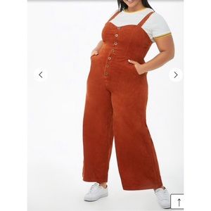 Rust Corduroy Wide Leg Jumpsuit